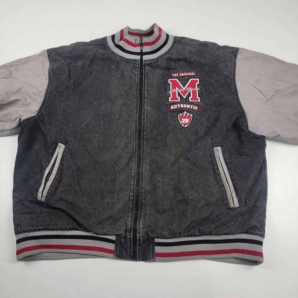 Vtg 90s Disney Store Mickey Mouse Letterman jacket size XL Full Zip Description